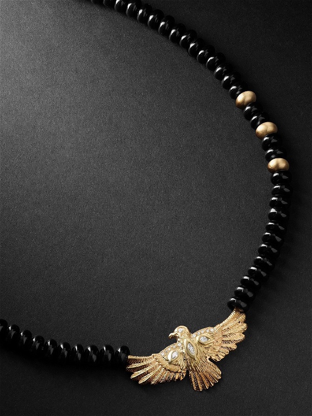Photo: Jacquie Aiche - Gold, Onyx and Diamond Beaded Necklace