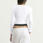 LESET Women's Pointelle Crop Cardigan in White