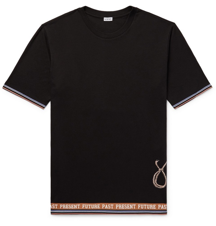 Photo: Loewe - Printed Cotton-Jersey T-Shirt - Men - Black