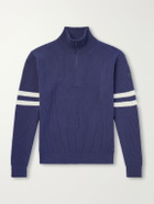 Canada Goose - McKinney Logo-Appliquéd Striped Ribbed Wool Half-Zip Sweater - Blue