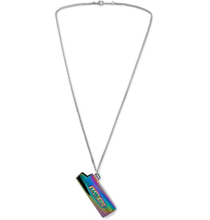 Photo: AMBUSH® - Logo-Embossed Iridescent Metal Lighter Case Necklace - Multi