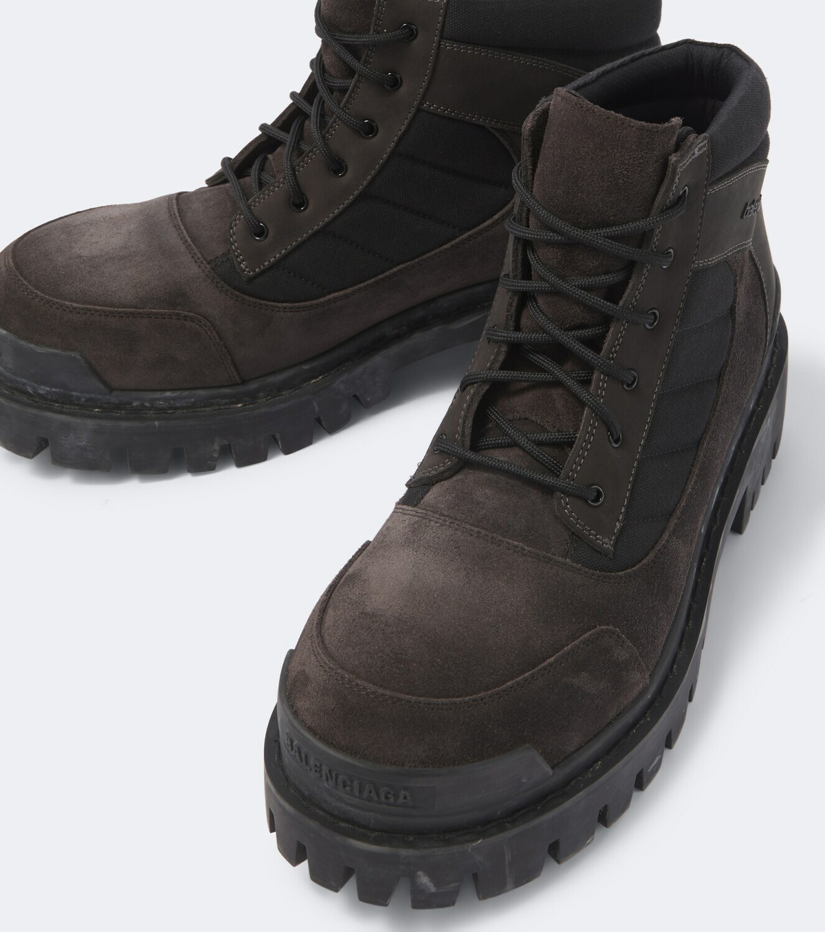 Balenciaga Combat Strike suede-trimmed lace-up boots