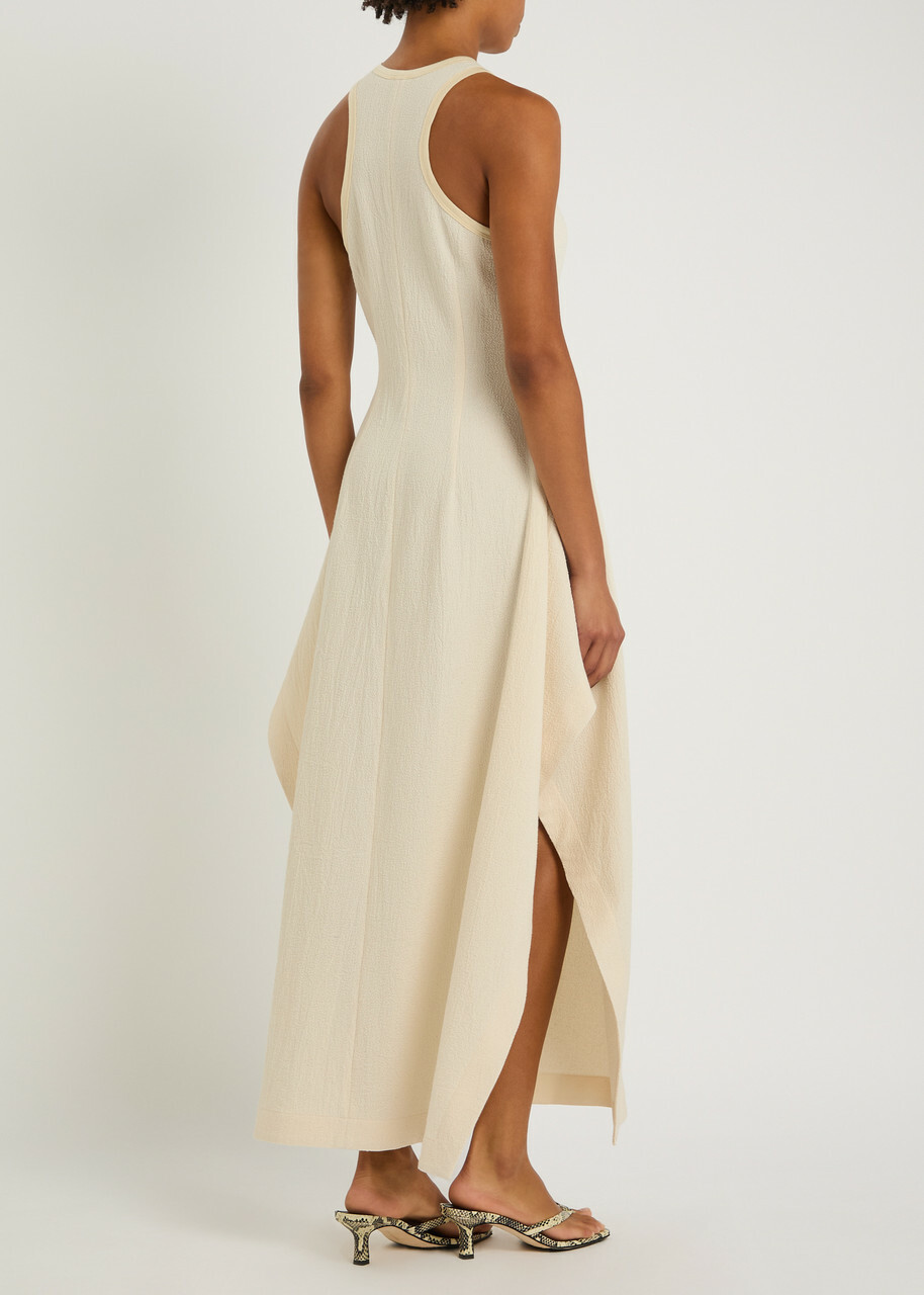 Nanushka Thoose Draped Crepe Maxi Dress Cream