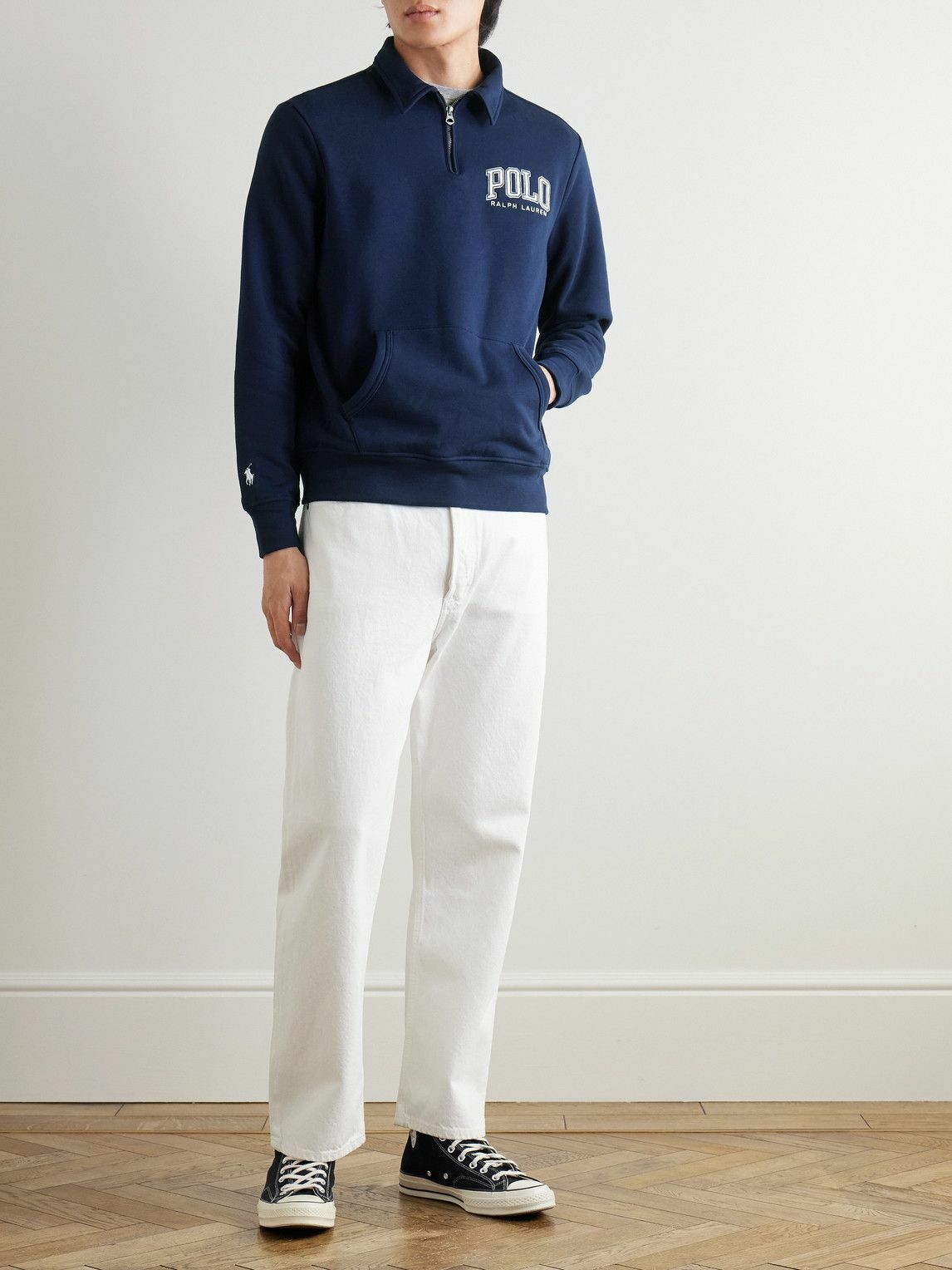 Polo Ralph Lauren - Logo-Embroidered Cotton-Blend Jersey Half-Zip