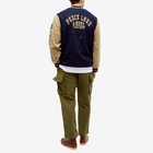 Universal Works Men's Embroidered Newark Bomber Jacket in Navy/Sand