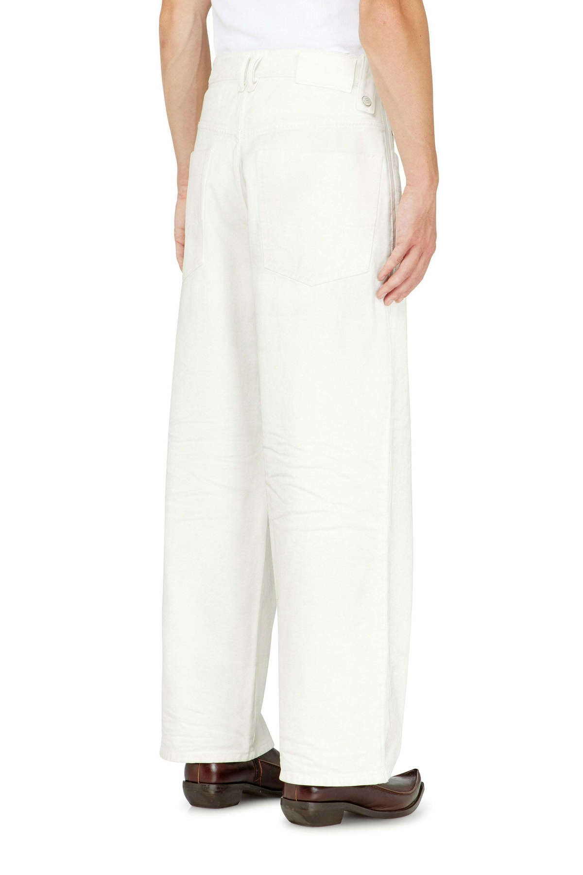 Diesel Relaxed Jeans High Waist 1982 D-Hakou, White, Button fly