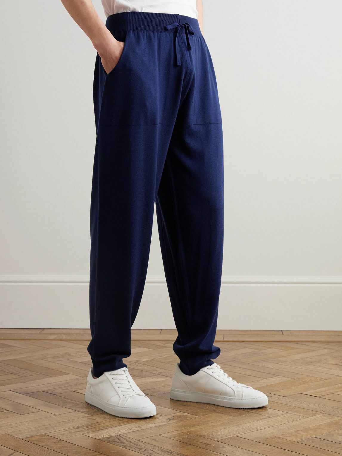 John Smedley - Henning Tapered Merino Wool Sweatpants - Blue