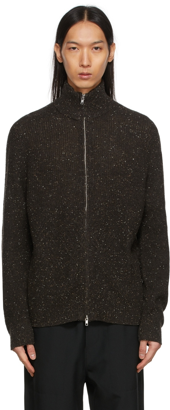 Arnar Már Jónsson Brown Knit ZipUp Sweater Arnar Mar Jonsson