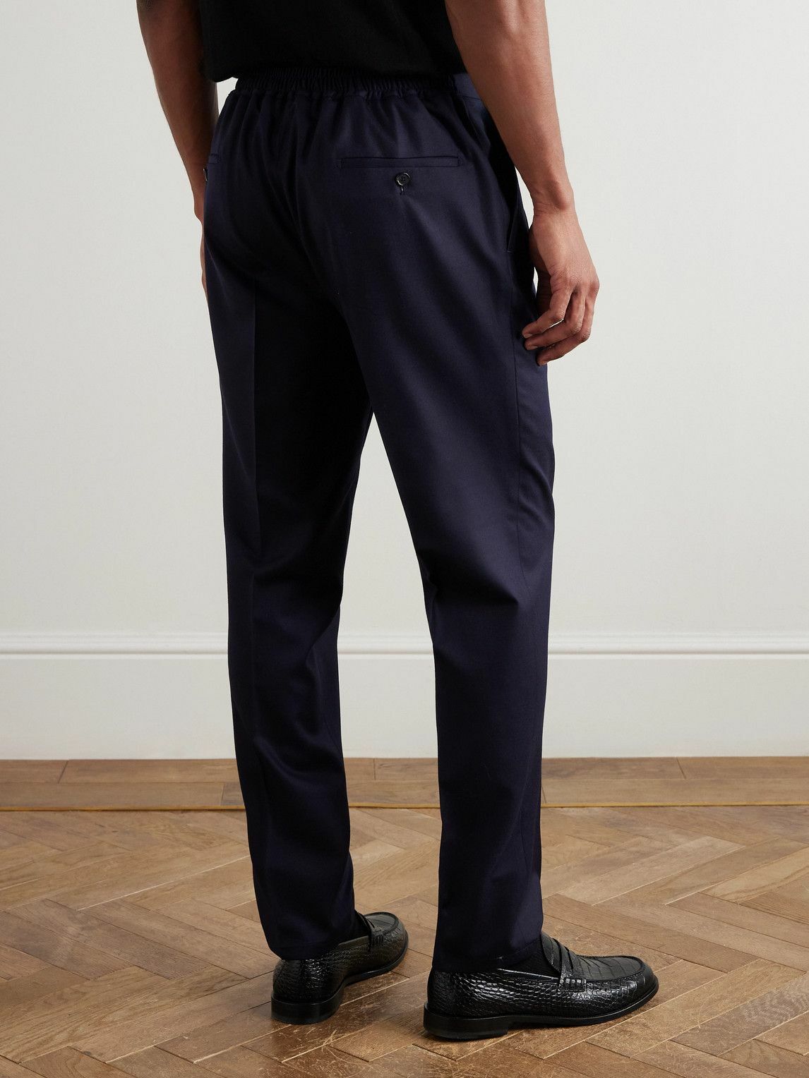 De Petrillo - Straight-Leg Wool-Blend Drawstring Trousers - Blue