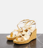 Jimmy Choo Ayla metallic leather espadrille wedges