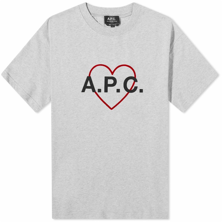 Photo: A.P.C. Billy Heart Logo T-Shirt in Heathered Grey