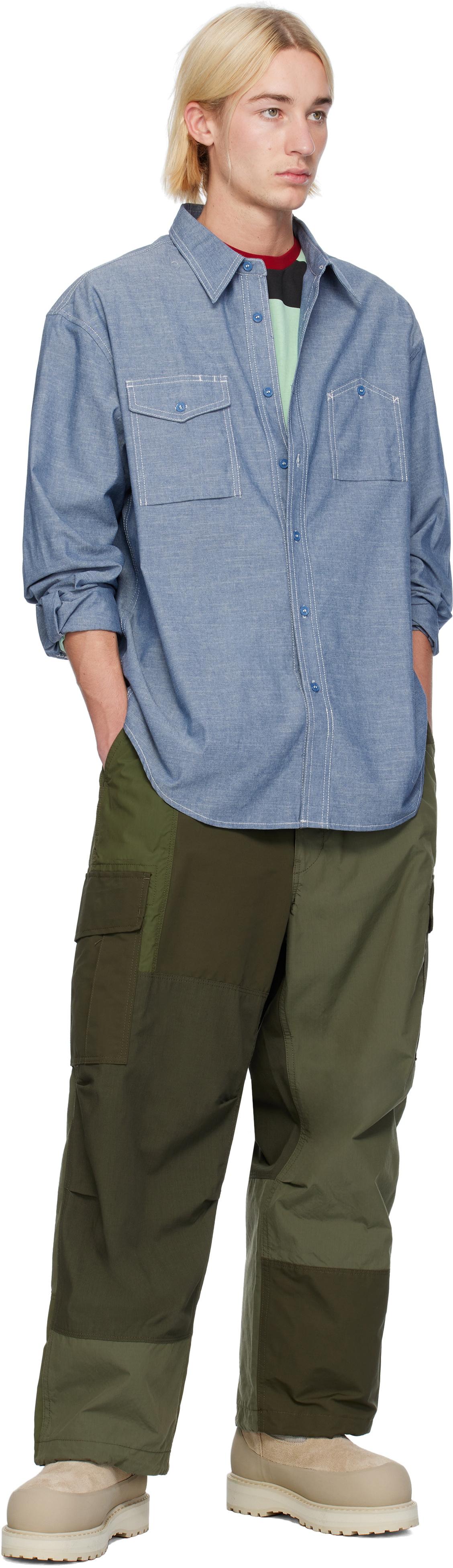 Uniform Bridge Blue Chambray Pocket Shirt