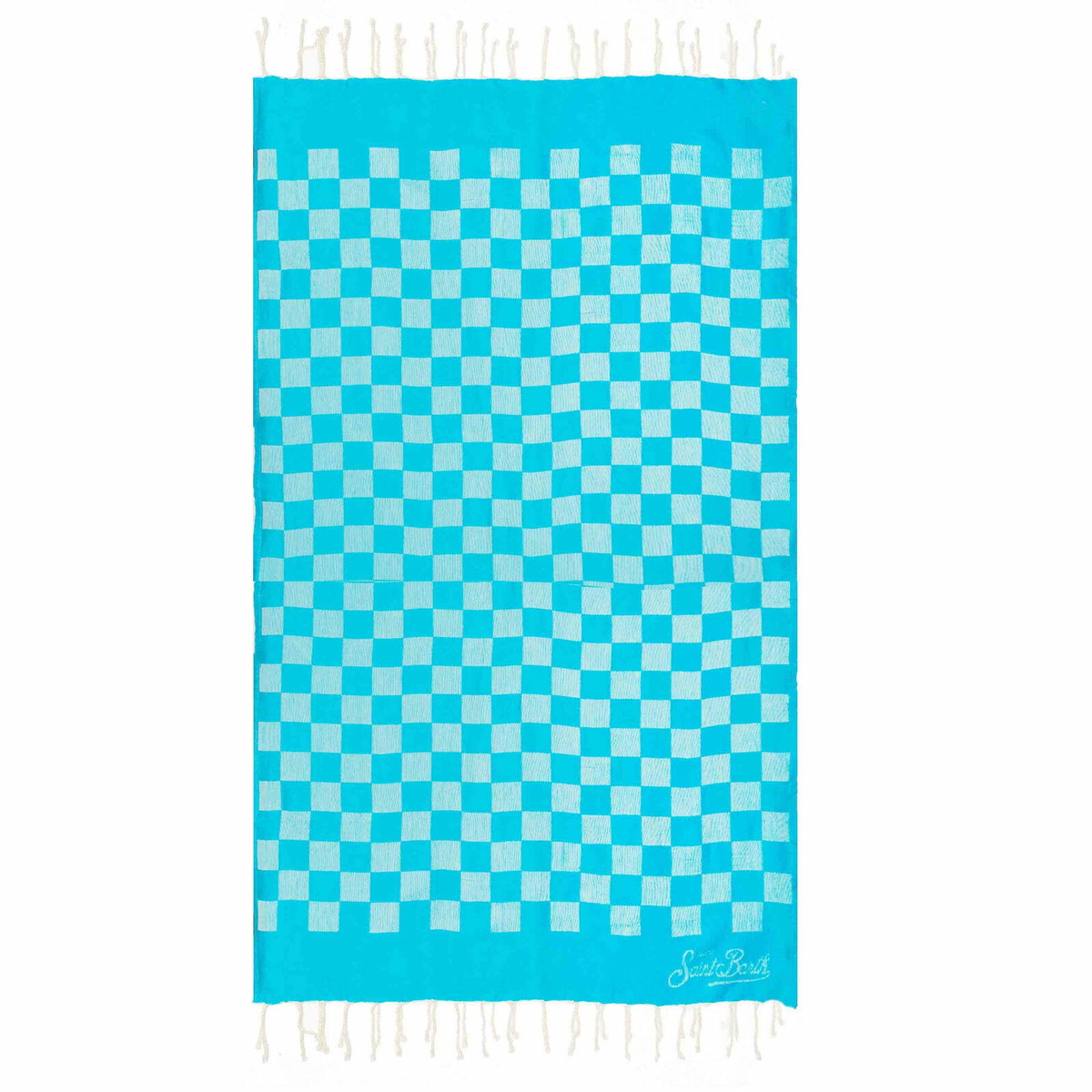 MC2 Saint Barth Light Blue Check Print Jacquard Beach Towel