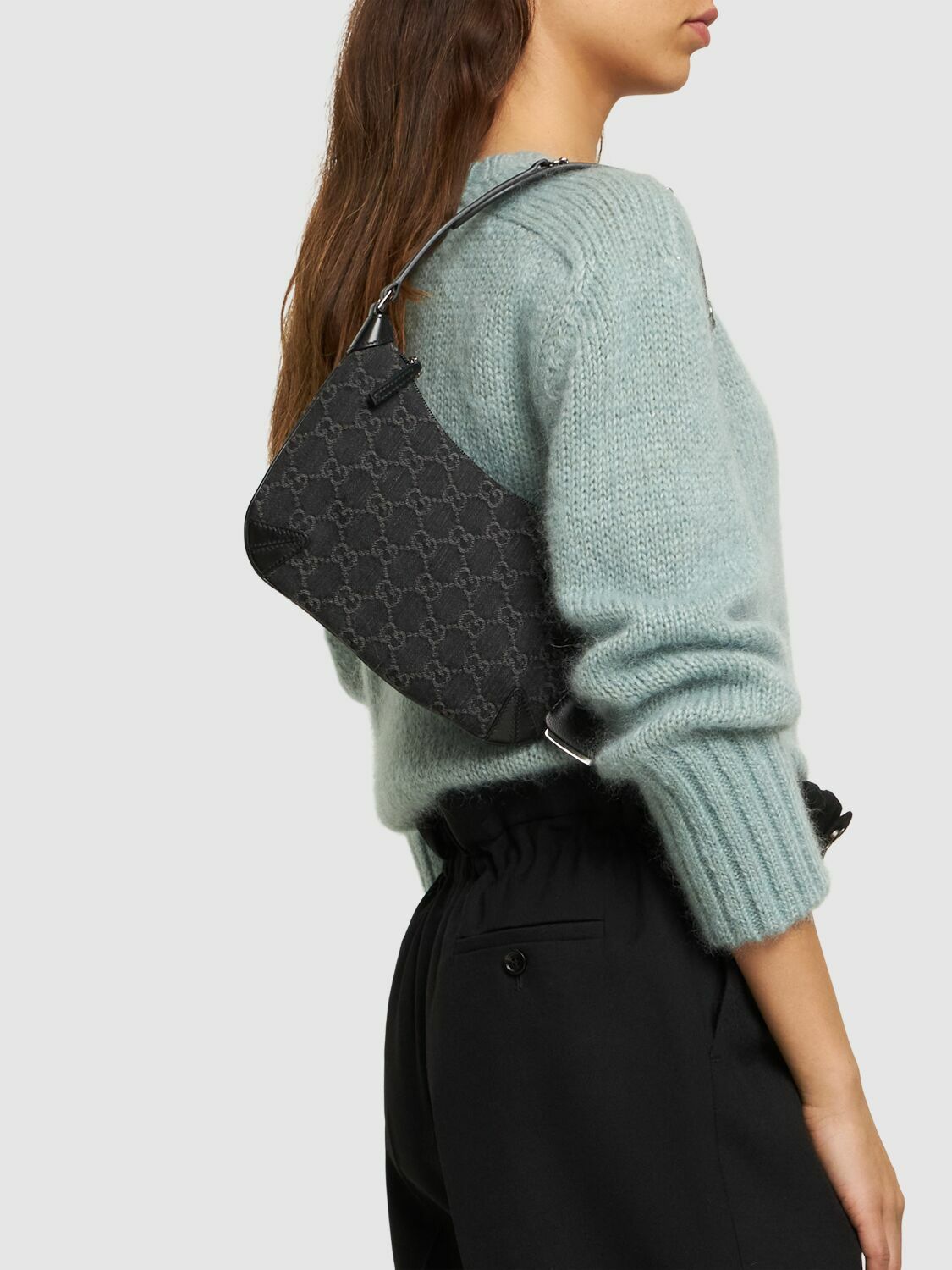GUCCI - Small Slim Horsebit Gg Denim Bag