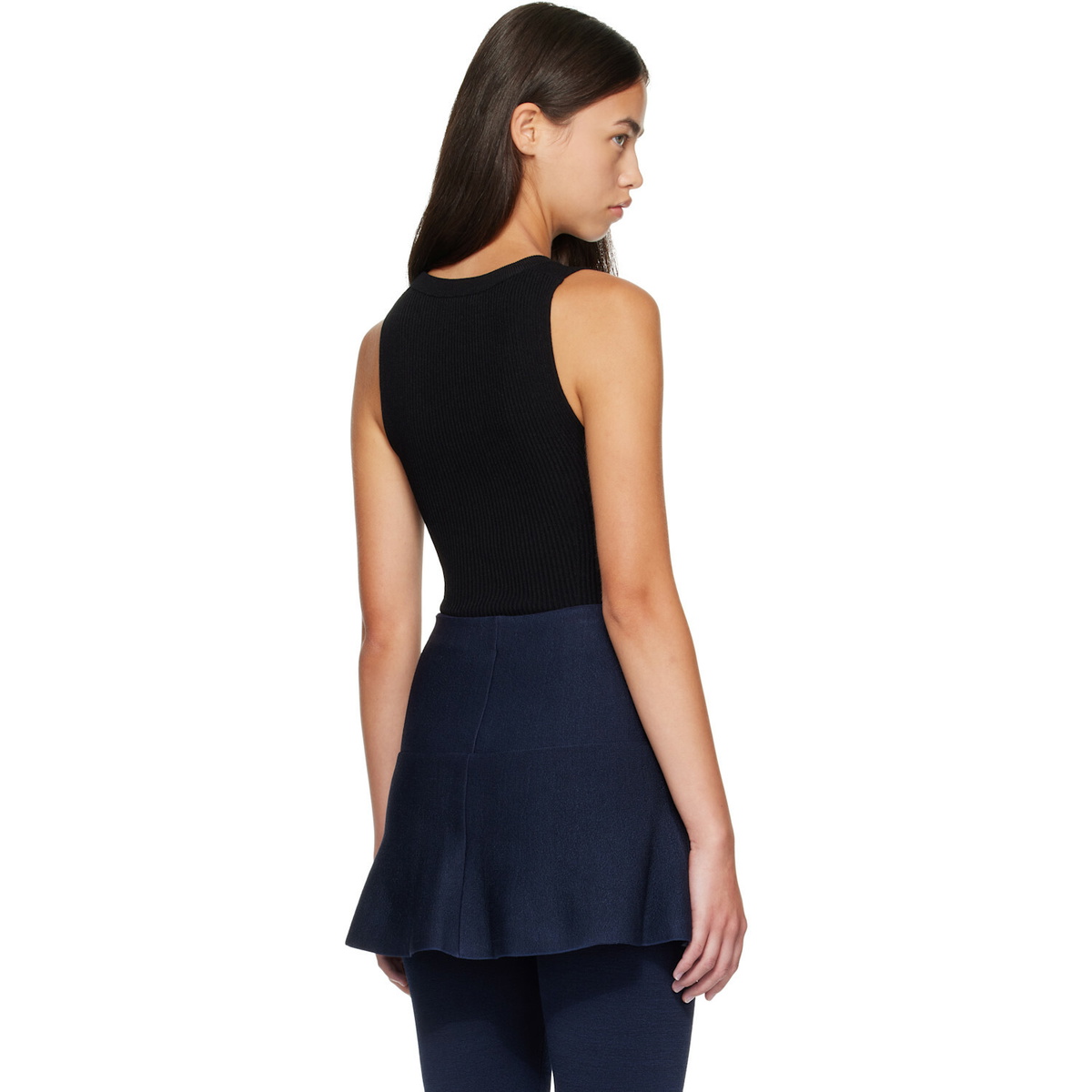ALAÏA Black Sleeveless Ribbed Knit Bodysuit