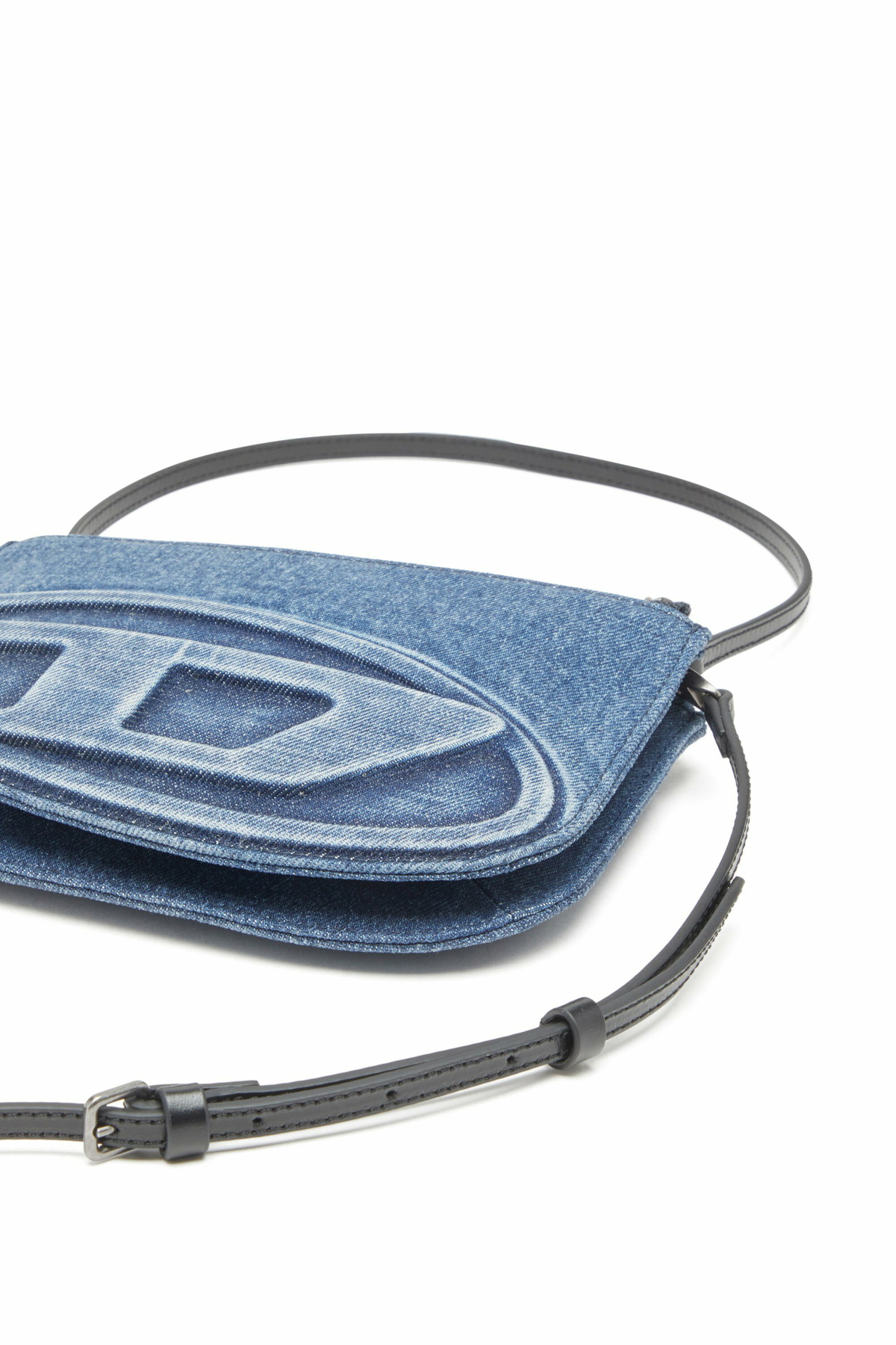 Diesel 1DR Twin-Double-pouch shoulder bag in solarised denim - Shoulder Bags Womens in Blue