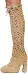 Isa Boulder SSENSE Exclusive Beige Spiral Cable Boots