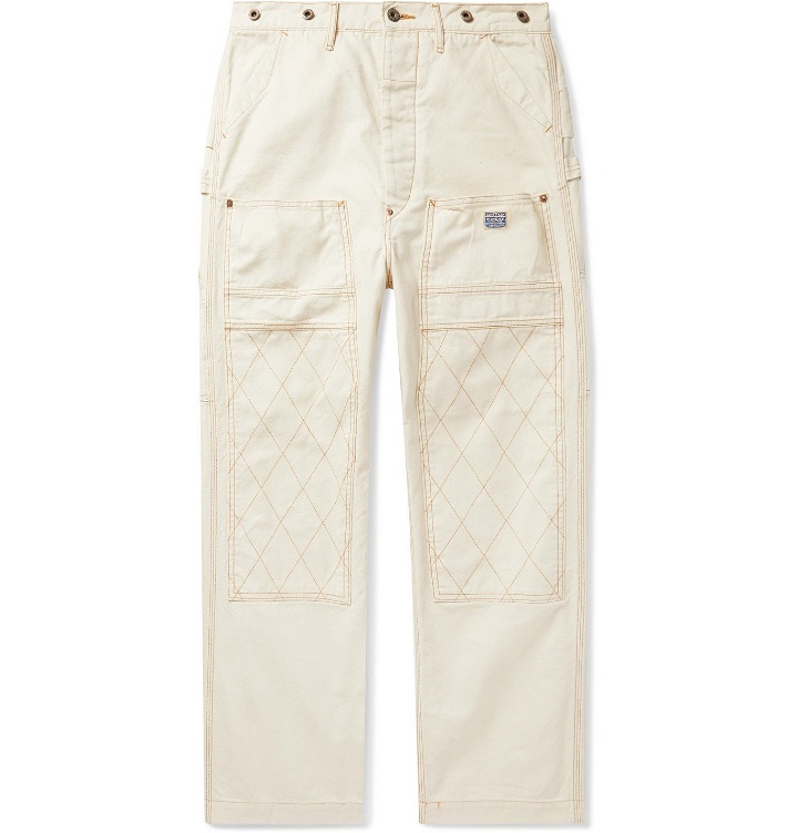 Photo: KAPITAL - Lumber Top-Stitched Cotton-Canvas Trousers - Neutrals