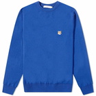 Maison Kitsuné Men's Fox Head Patch Regular Crew Neck Knit in Deep Blue