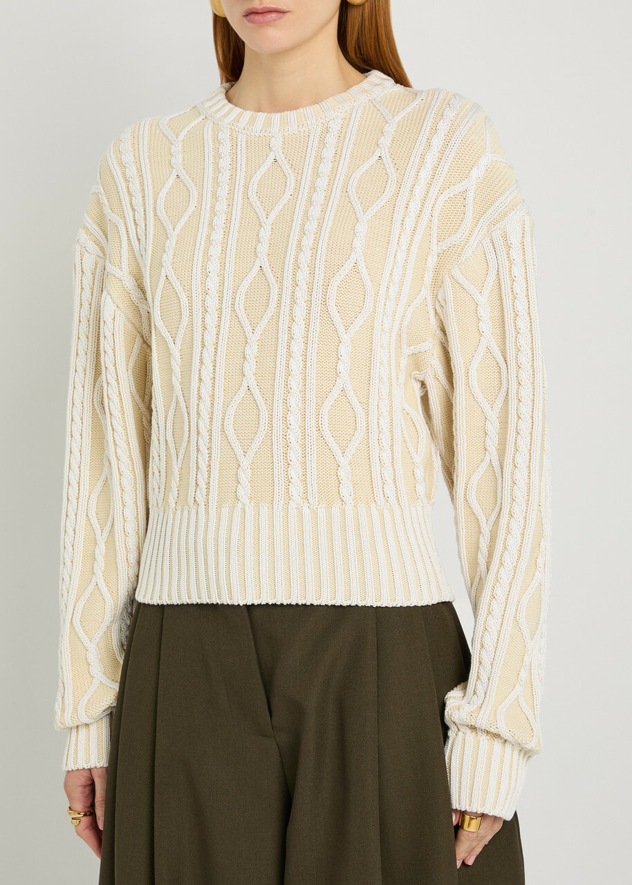 Jacquemus La Maille Amelo Cable-knit Cotton Jumper Ivory