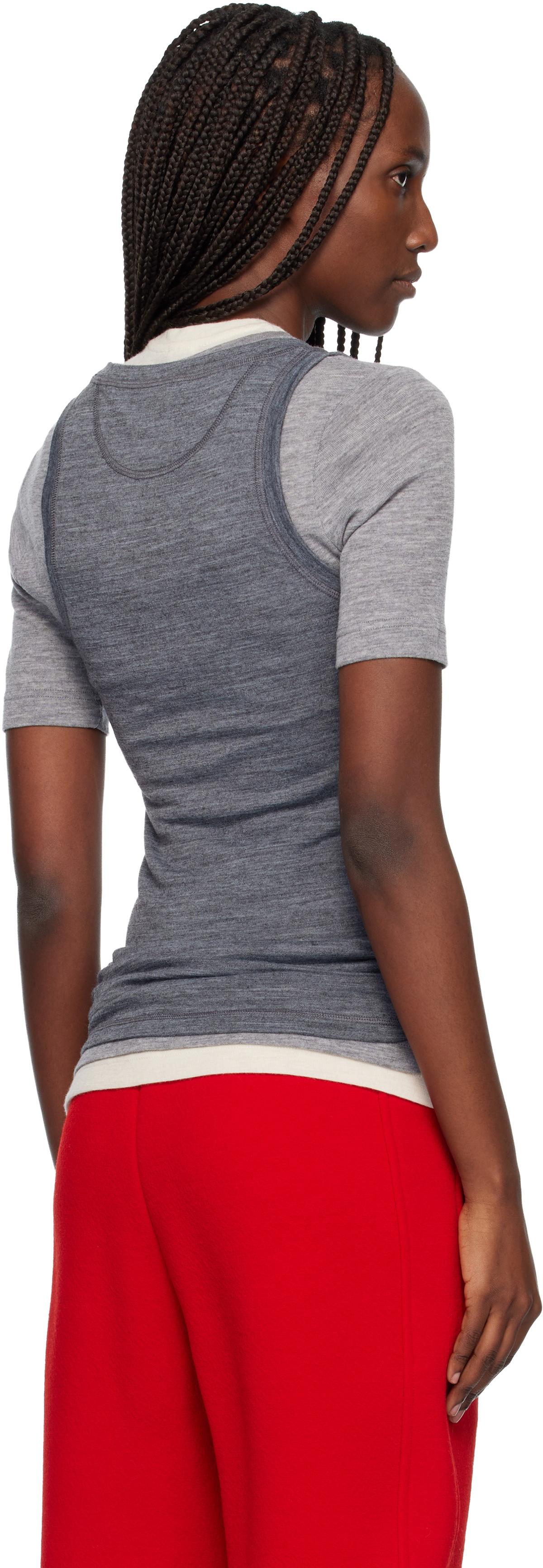 Jil Sander Gray Lightweight Technical Wool Jersey Tank Top