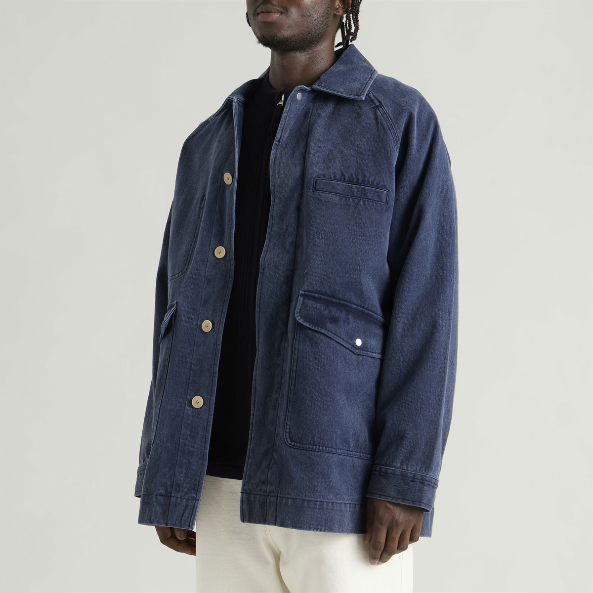 Folk Men's Carcoat in Indigo Canvas