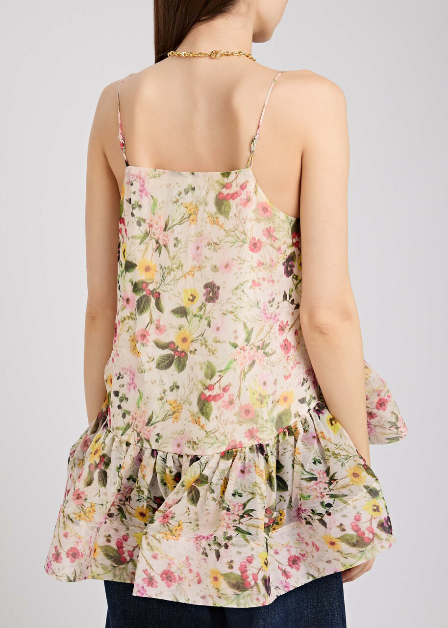 Marques' Almeida Floral-print Chiffon top Multicoloured