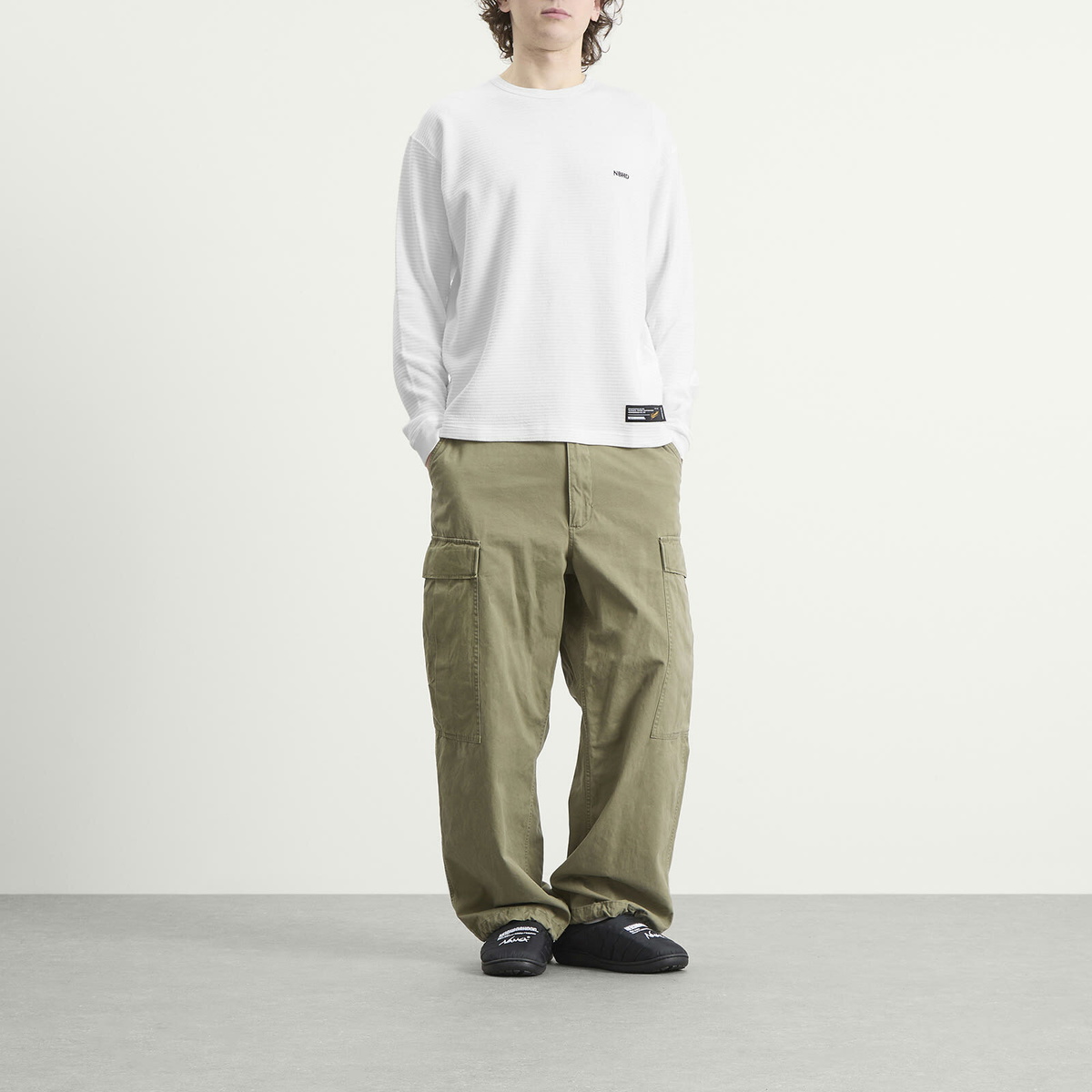 Neighborhood Men's Waffle Crewneck in White Neighborhood