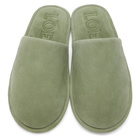 Loewe Green Suede Logo Slippers