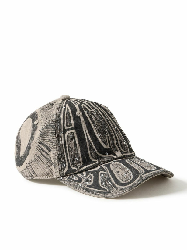 Photo: Acne Studios - Carli Biro Crystal-Embellished Printed Cotton-Twill Baseball Cap