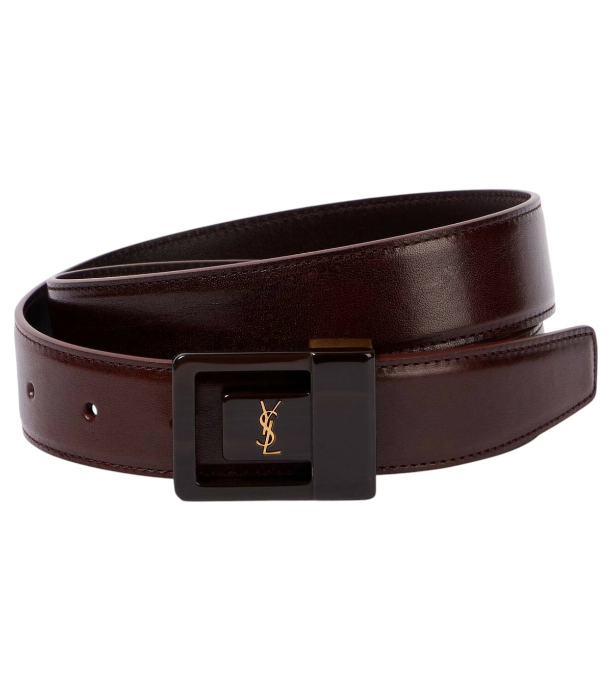 SAINT LAURENT - 30mm Boucle La 66 Embossed Leather Belt