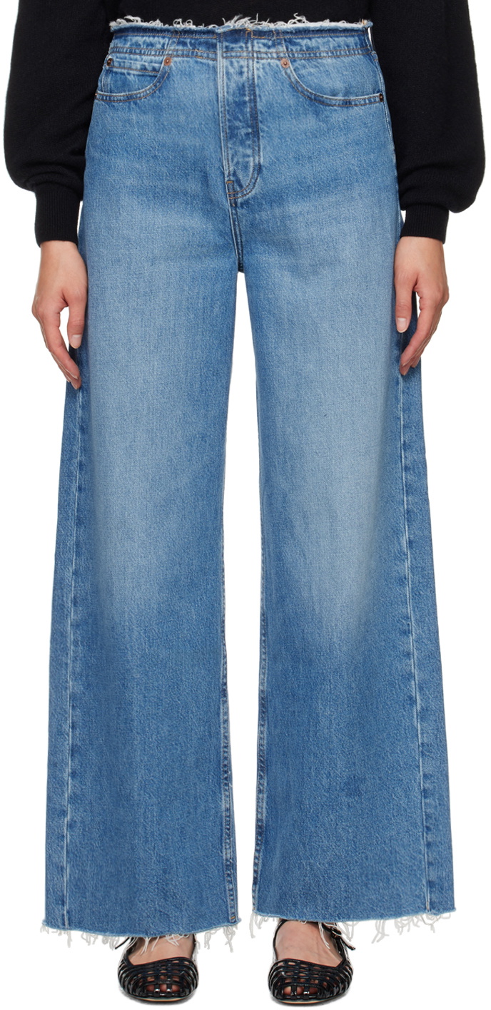 FRAME Blue 'Le Low Baggy Wide Leg' Jeans