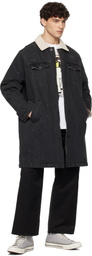 UNDERCOVER Black Sherpa Fleece-Lined Denim Coat