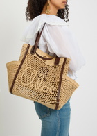 Chloe Iconic Logo Leather and Raffia Tote bag - Sand - One Size