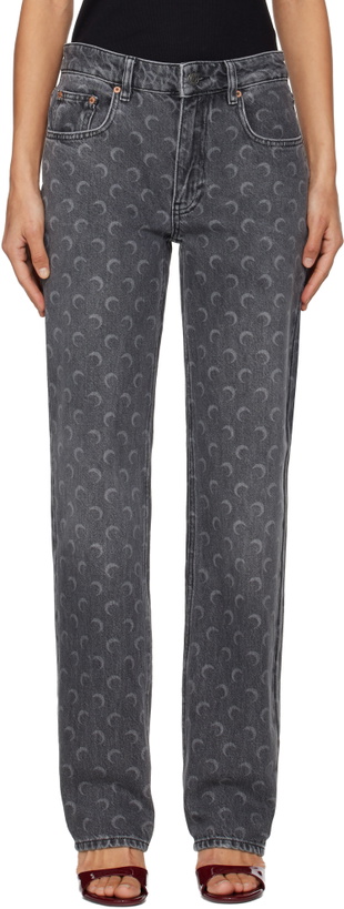 Photo: Marine Serre Gray Moon Laser Straight Jeans