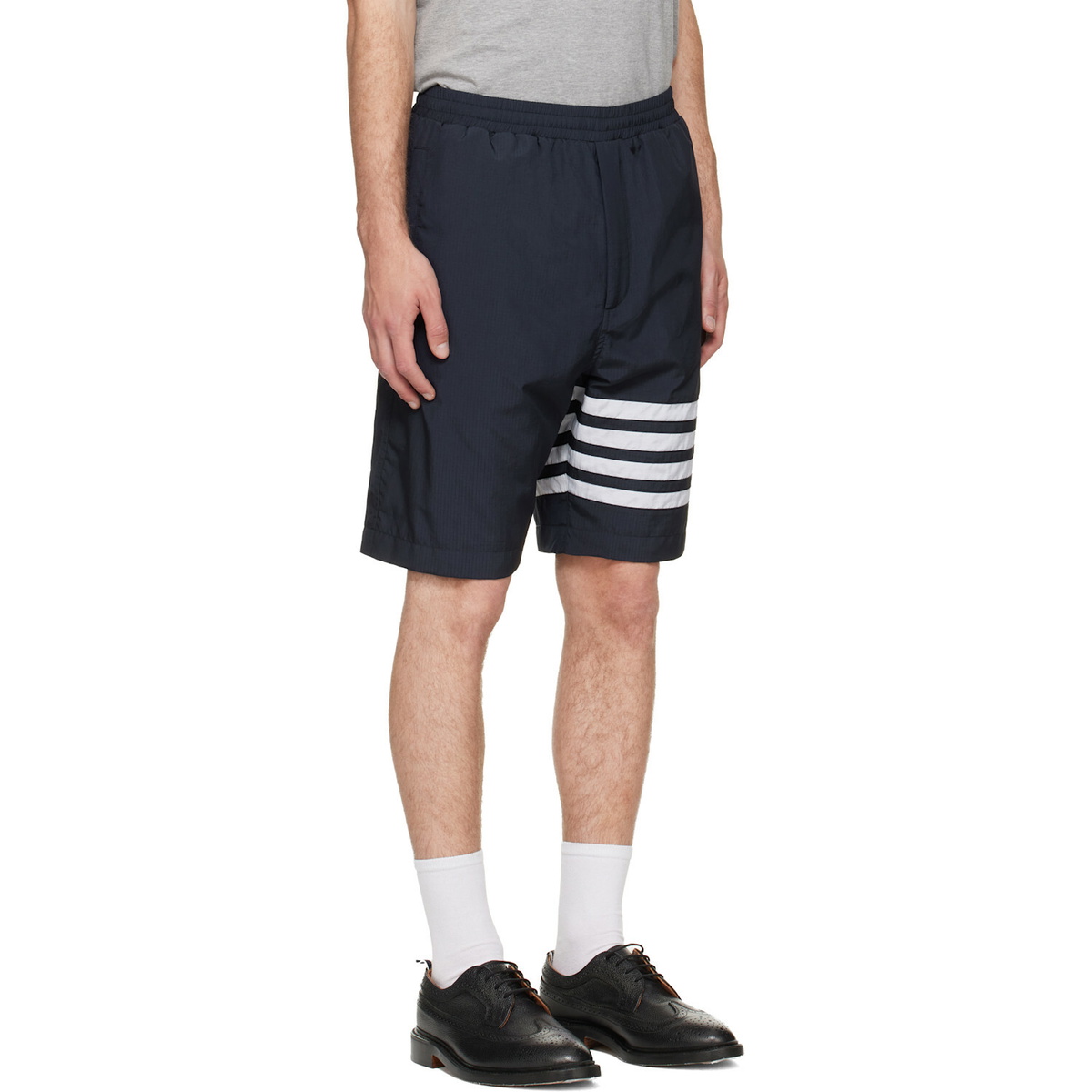 Thom Browne Navy Ripstop 4-Bar Track Shorts