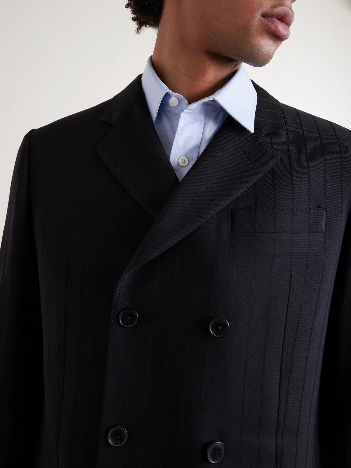 Enfants Riches Déprimés - The Pierre Doubled-Breasted Pinstriped Virgin Wool-Twill Blazer - Black
