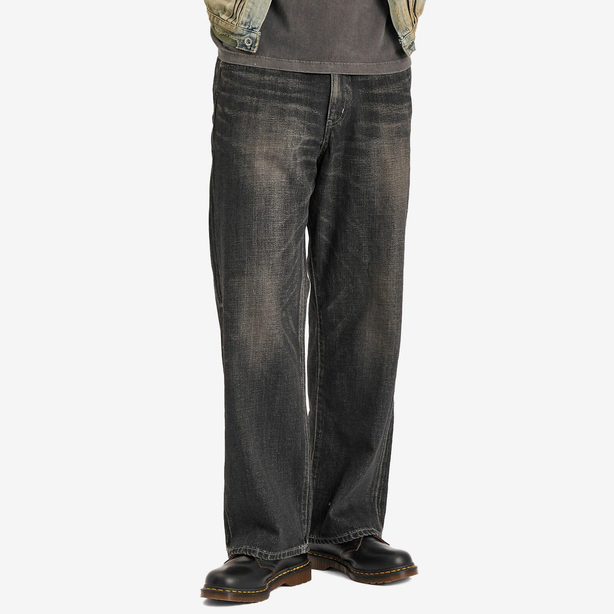 Neighborhood Men's Washed Denim DP Wide Pants in Black