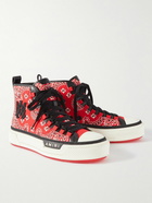 AMIRI - Leather-Trimmed Paisley-Print Canvas High-Top Sneakers - Red