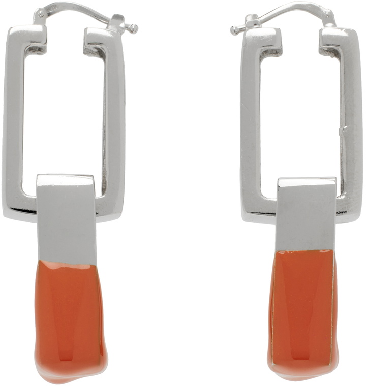 Photo: Heron Preston Silver & Orange Dip Dye Chain Earrings