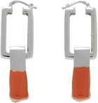 Heron Preston Silver & Orange Dip Dye Chain Earrings
