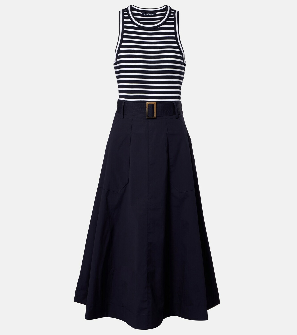 Veronica Beard Belted cotton-blend midi dress