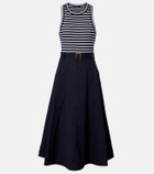 Veronica Beard Belted cotton-blend midi dress