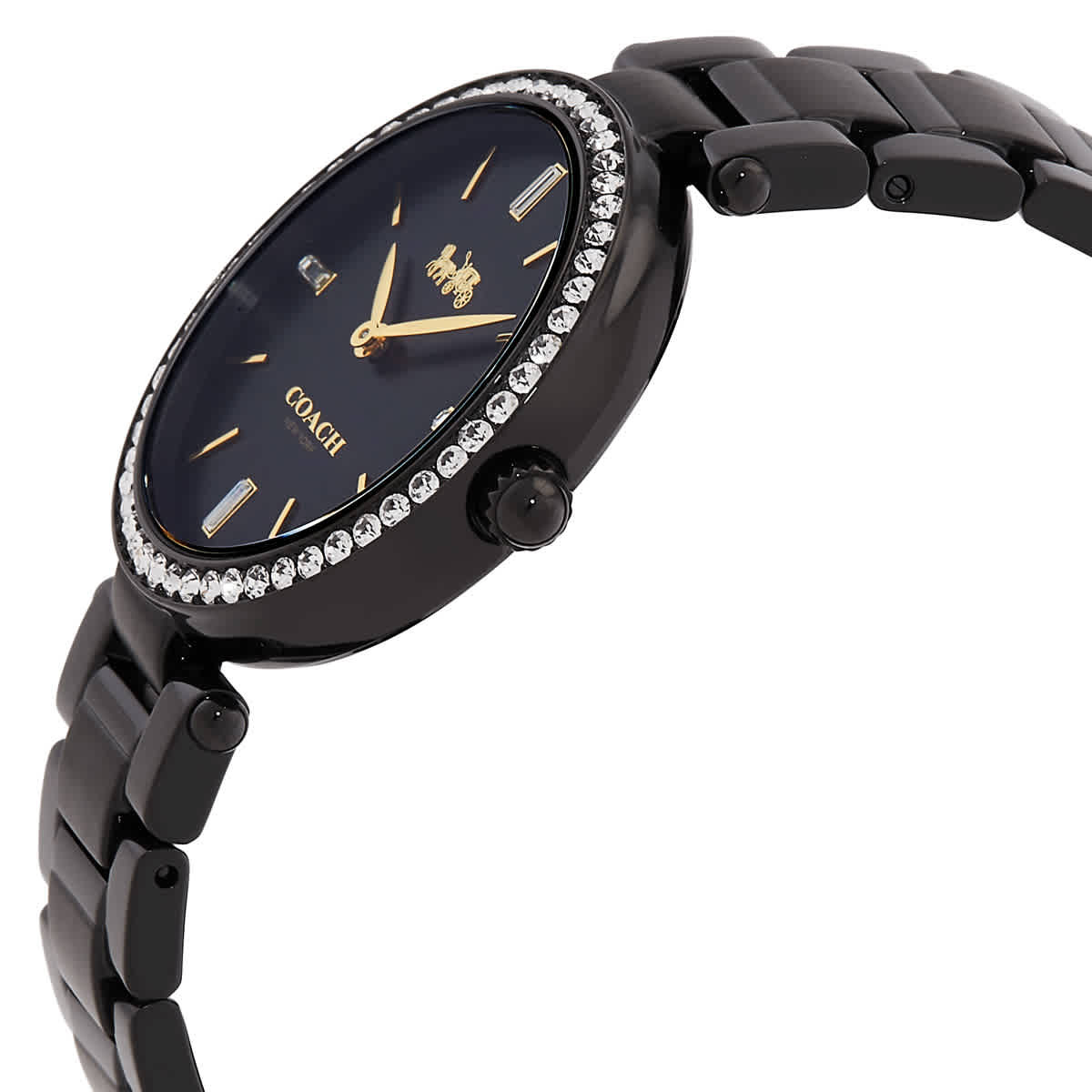 NWT COACH Black Ion-Plated with Crystals Women\'s Boyfriend Quartz Watch Coach Park Quartz Crystal Black Dial Ladies Watch 14503421 Coach main image 2