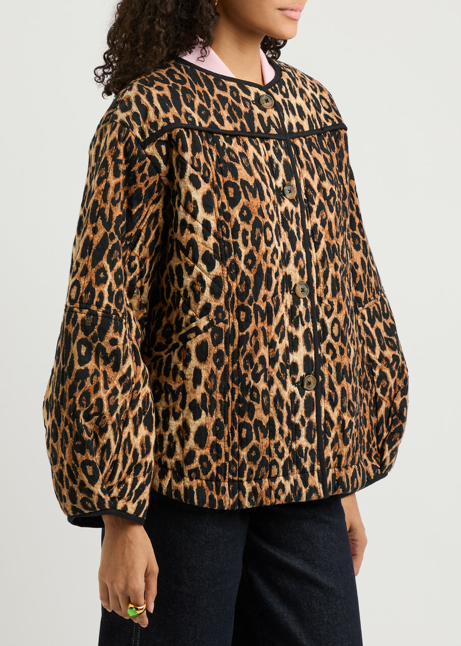 Damson Madder Macy Leopard-print Quilted Jacket Damson Madder