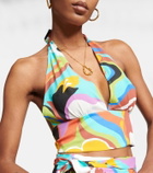 Etro - Printed halter-neck crop top