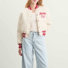 SUNDAYFRUITMARKET Women's Berry Farm Varsity Jacket in Ivory