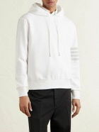 Thom Browne - Logo-Appliquéd Striped Cotton-Jersey Hoodie - White