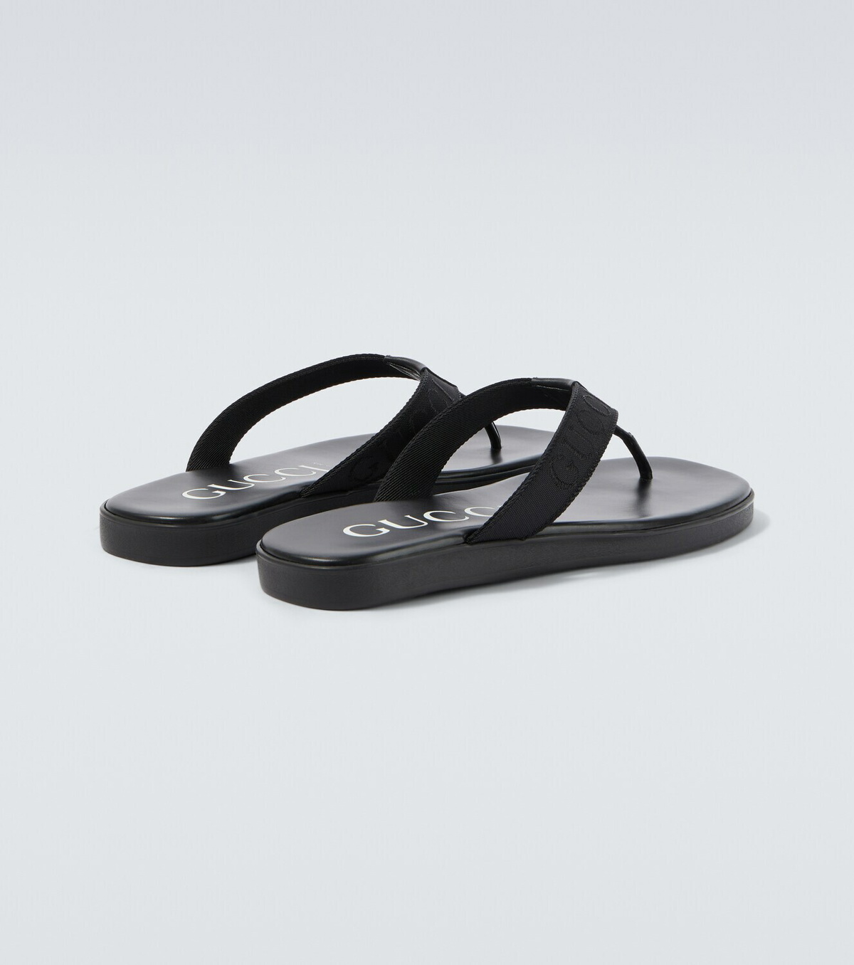 Gucci Logo canvas and leather thong sandals