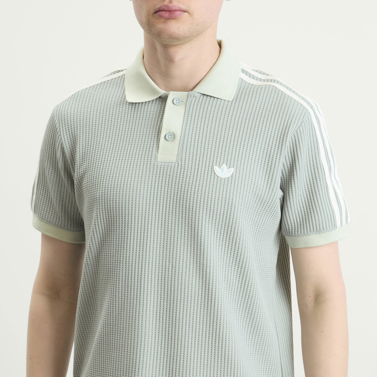 Adidas Men's Waffle Knit Polo in Wonder Sage